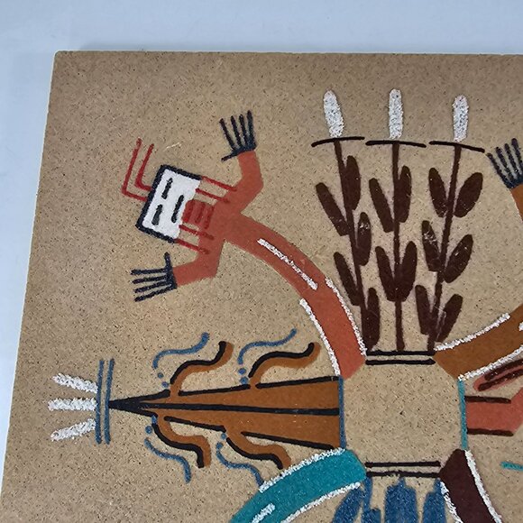 Native American Sand Art Board By A. Begay Twirlings Rainbows & Four Main Plants - Picture 7 of 8